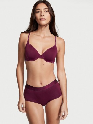 Claret Women's Victoria's Secret THE T-SHIRT Cotton Lightly Lined Full-Coverage Bras | AC0215893