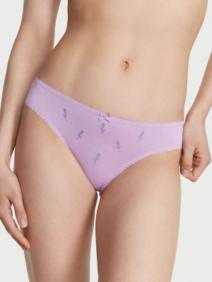 Purple Lavender Women's Victoria's Secret VICTORIA'S SECRET Stretch Cotton Embroidered Bikini Panty | BE0375462