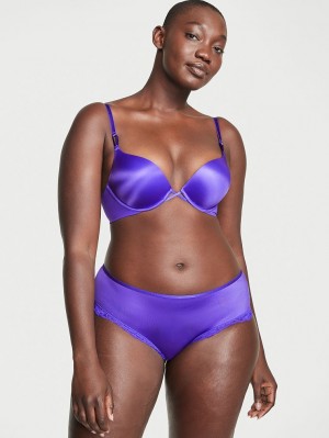 Purple Women's Victoria's Secret VERY SEXY Mesh & Satin Bow Cutout Back Open Panty | YD1285973