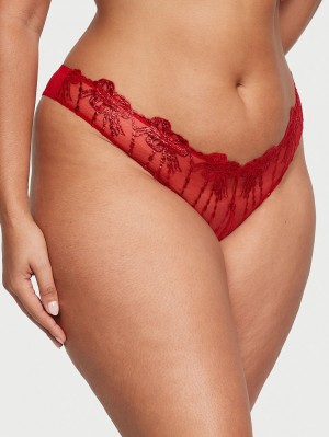 Red Women's Victoria's Secret DREAM ANGELS Bow Embroidery Brazilian Panty | MD3162097